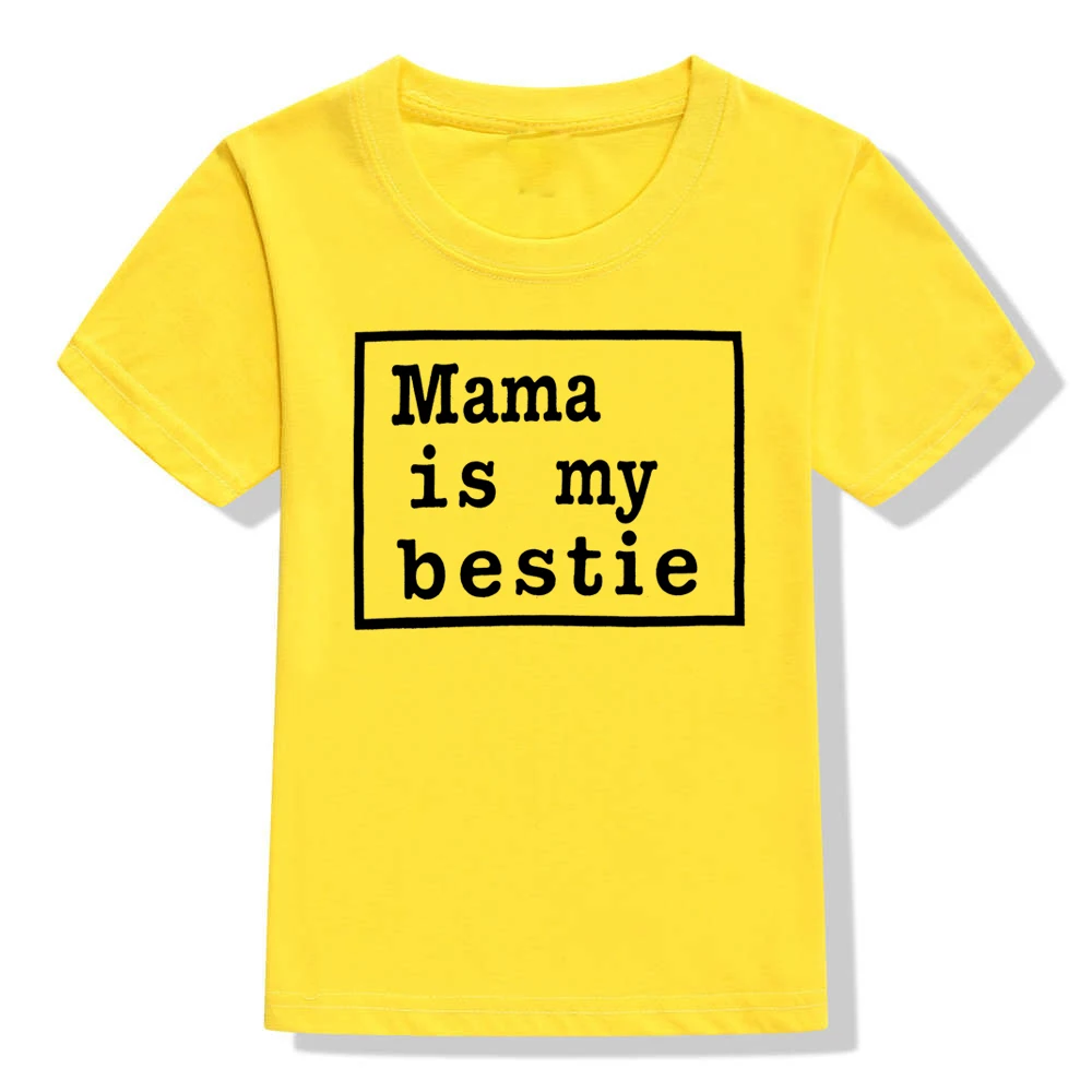 Mama Is My Bestie/Детская футболка с принтом модная футболка для маленьких мальчиков и девочек детские повседневные футболки с буквами и короткими рукавами
