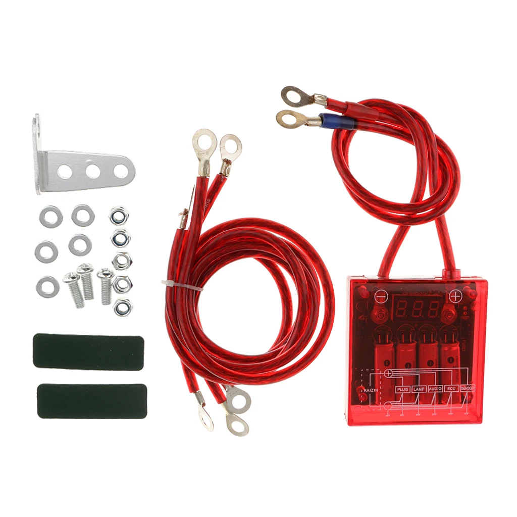 High Quality Car Fuel Saver Grounding Voltage Stabilizer Regulator Kit (Red)