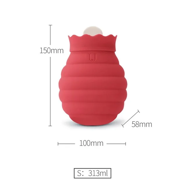 Xiaomi Jodan Judy 313/620 мл сумка для горячей воды Микроволновая печь нагревательная силиконовая бутылка зимний нагреватель с трикотажной крышкой - Цвет: 313ml Red