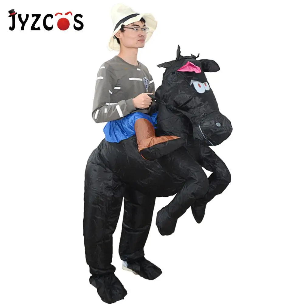 

JYZCOS New Inflatable Fancy Costume Halloween Inflatable Cowboy Outfit Horse Fancy Dress Costume Purim Festival Stag Night Party