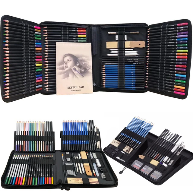 72 Pcs Art Supplies Art Set,Drawing Supply for Artist Adult Teen  Kids,Drawing Pencils Kit,Sketching Set Include Charcoal & Colored