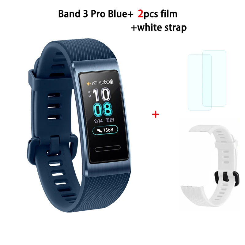 HUAWEI Band 3 Pro Smart Band все-в-одном фитнес-трекер активности, водонепроницаемость 5 АТМ, пульсометр, встроенный gps - Цвет: 3pro blue n white