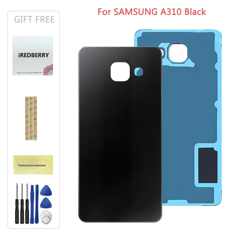 A310 Black Крышка батареи для samsung A510 A5 A310 A710 A910 задняя дверь корпус стеклянная крышка с клейким корпусом чехол Замена - Цвет: A310 Black