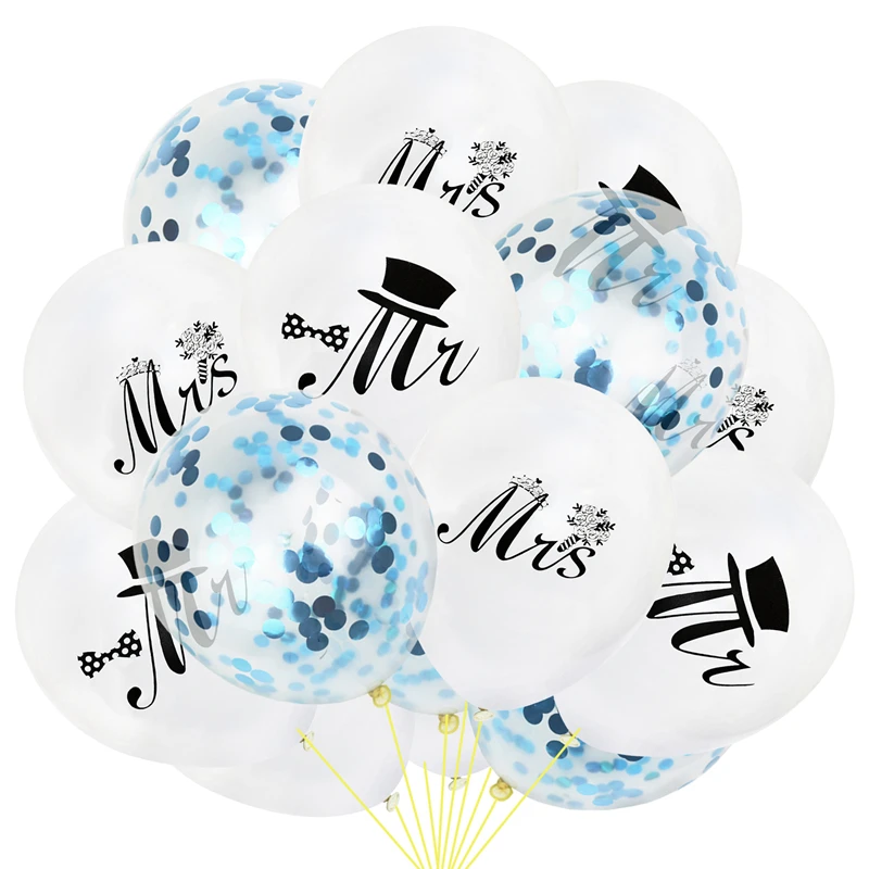 Liviorap 15 шт Mr Mrs свадебные украшения, воздушные шары для свадебной вечеринки латексные шары круглые надувные воздушные шары с конфетти