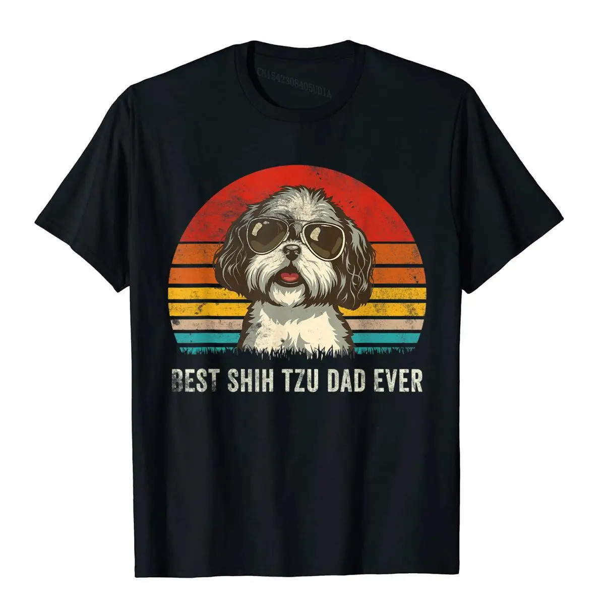 Mens Best Shih Tzu Dad Ever Funny Shih Tzu Dad Gift Dog Lover T-Shirt__B13762black