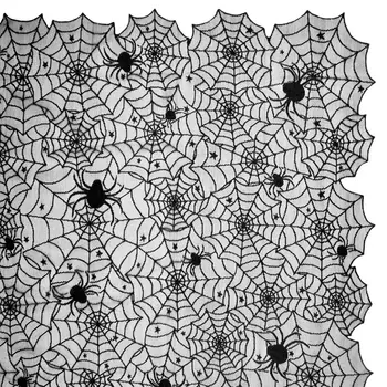 

54x72 Inch Halloween Party Decoration Lace Tablecloth Black Spider Web Perfect for Halloween Dinner Parties and Scary Movie Nigh