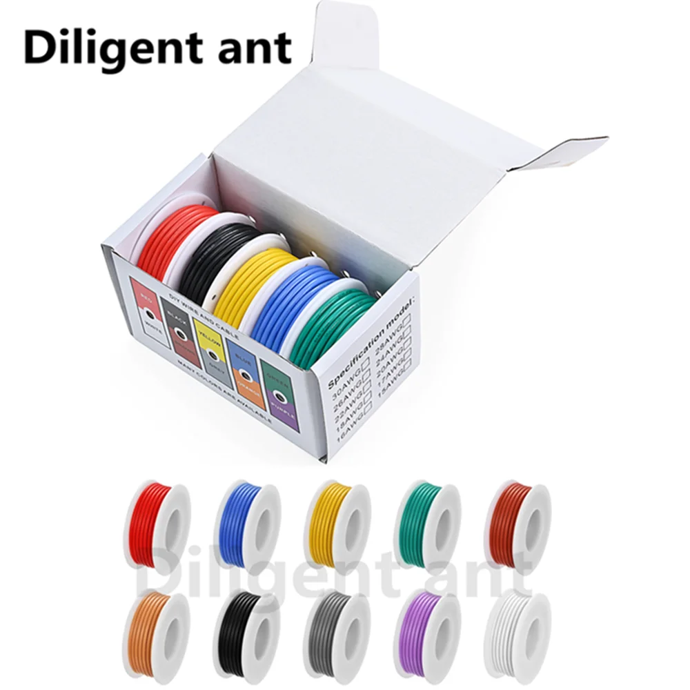 Fio Eletrônico do Pvc Cor Encaixotou a Combinação 1007 24awg 26 28 30 22awg 18awg 16awg o