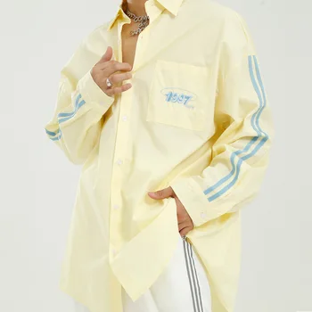 

Male Streetwear Fashion Hip Hop Shirts Men Autumn New Cotton Material Loose Design Long Sleeve Casual Shirt