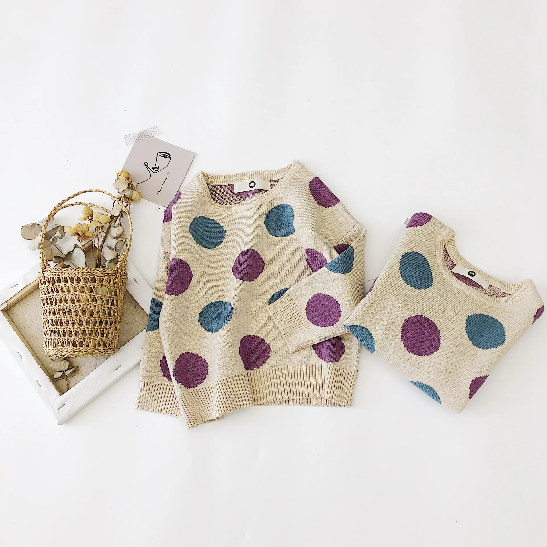 Свитер для девочек топы в горошек новая осенняя одежда свитер малышей|Свитера| |