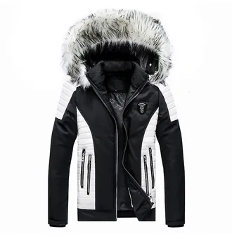 

Men's Wear Clothes Hair Lead Hats Removable Man Keep Warm Hit Color Loose Coat Will Code Thickening Cotton-padded Clothes Male