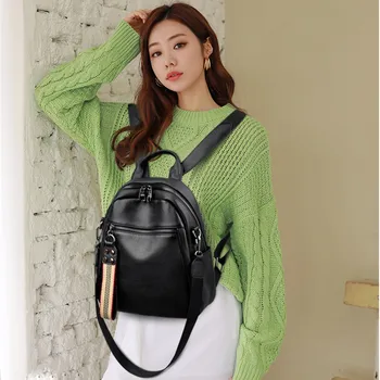 

2020 Genuine Cow Leather Women Backpack Large Trendy Zipper Lady Travel Back Pack Quality Lichee Pattern Backbag Mujer Mochila