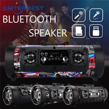 

AMTERBEST Portable Outdoor Bluetooth Speaker Wireless Subwoofer Multifunctional TF Card Surround Sound Speaker with Microphone