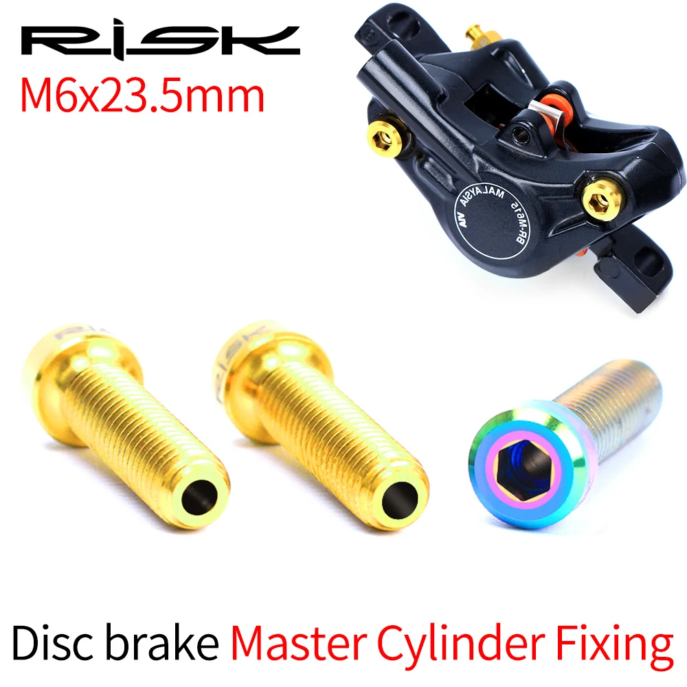 

RISK 2pcs Titanium Alloy Hollow MTB Bicycle Oil Storage Fastening Screw Mountain Bike Disc Brake Master Cylinder Bolts M6x23.5mm