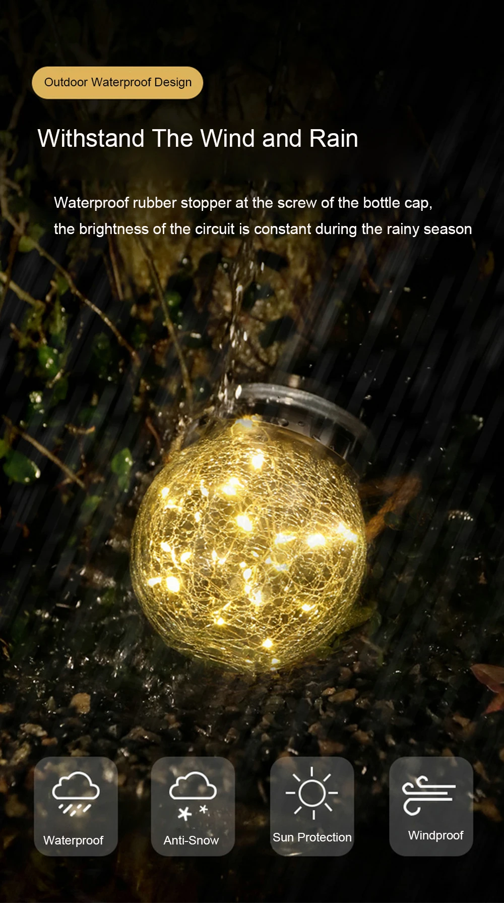 solar light bulb 30 Lamp Beads LED Outdoor Solar Cracked Glass Wishing Light Landscape Courtyard Garden Lawn Hanging Tree Lamp solar camping lights