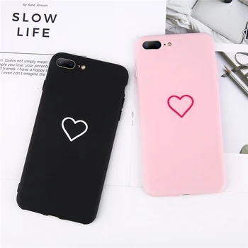 

Lovely Heart Painted P hone C ase For iphone 6 7 8 C ase Fashion Couples Back Soft TPU Cover C ases