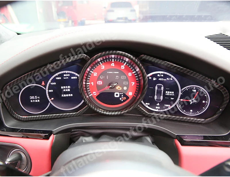 3 шт. для Porsche Cayenne ABS углеродное волокно красная внутренняя Передняя панель декоративная рамка, обшивка, Накладка для стайлинга автомобилей