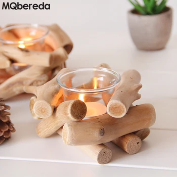 

Solid Wood Candlestick Table Glass Creative Gift Home Decoration Romantic European Simple Idyllic Zakka Retro Home Mini Figures