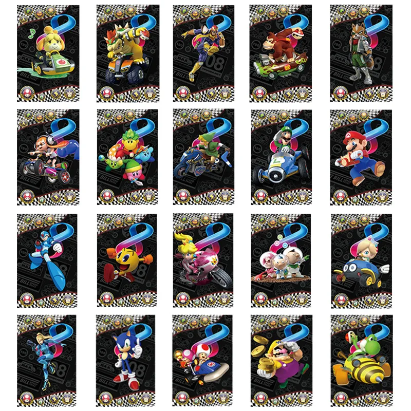 

20pcs High Quality Mario Kart mariokart8 AMIIBO NFC Card Linkage kart 8 Printing Standard Card Work For Nintendo Switch Games