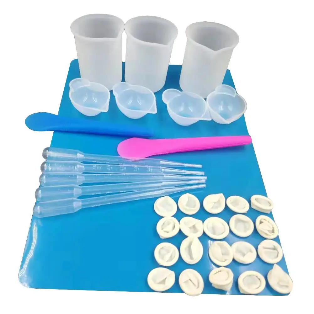 

36PCS Measuring Cups Tool Kit With Silicone Measuring Cups Stirring Rods Fingers Stall Mat For Epoxy Resin DIY Resin Glue Tools