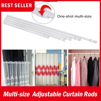 

Multifunctional Adjustable Bathroom Shower Curtain Rods metal Voile Extendable Tension Telescopic Pole Rod Bedroom Kitchen