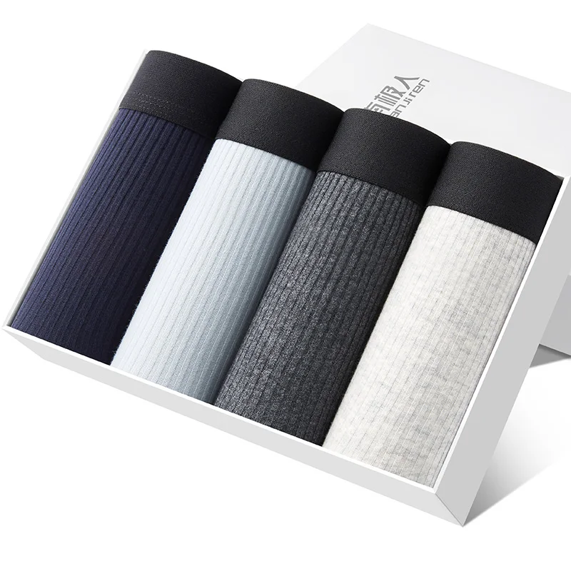 4pcs B J-BOX, 4 шт./лот, мужские сексуальные боксеры, мужские боксеры размера плюс, мужское нижнее белье, мужские хлопковые трусы, трусы, шорты, мужские трусы - Цвет: 4pcs B
