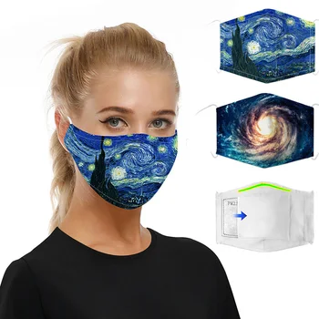 

3D Printed Half Face Mask Black Starry Sky Reusable Protective Mask Anti Dust Dustproof PM2.5 Washable Mouth Masks