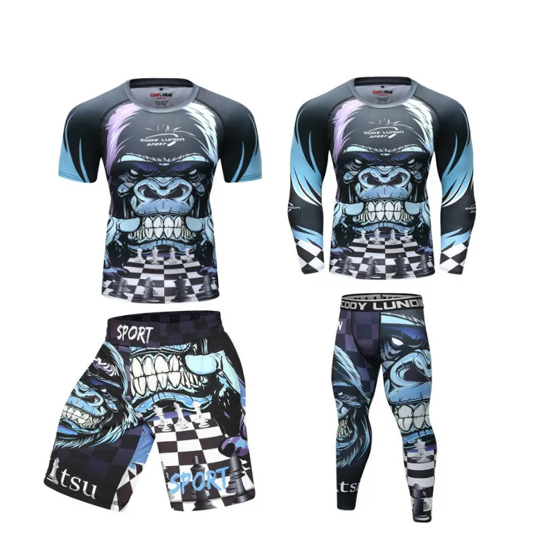 Спортивный костюм для ММА Rashguard мужчин трикотажные изделия с 3D принтом и бокса
