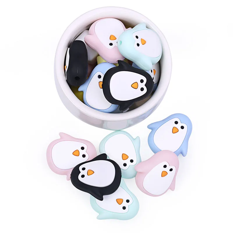 

Chenkai 50PCS Silicone Penguin Teether Beads DIY Baby Animal Cartoon Chewing Pacifier Dummy Sensory Jewelry Gift Toy Accessories