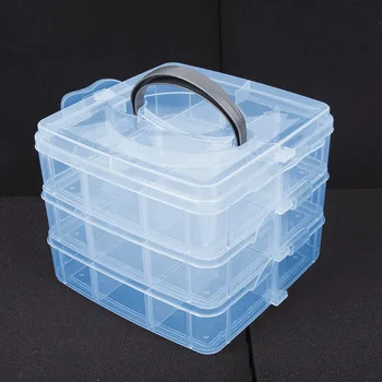 

3 Layer Clear Plastic Jewelry Bead Storage Box Container Case 18 Compartment