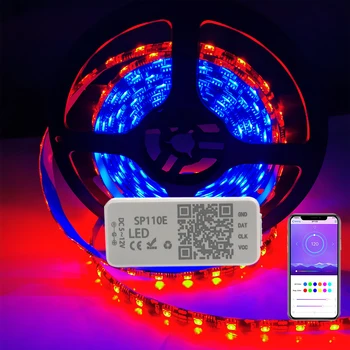 

WS2811 RGB 60LEDs/m Waterproof Light Strip Kits with SP110E Bluetooth Led Controller Power Adapter for Room,TV, Ceiling, Cupboar