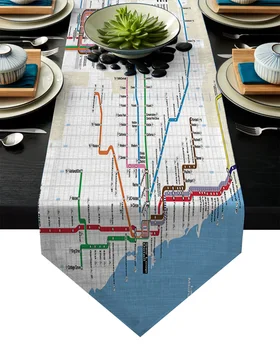 

Map Of Chicago Railway Layout Table Runner Table Flag Home Party Decorative Tablecloth Table Runners for Wedding