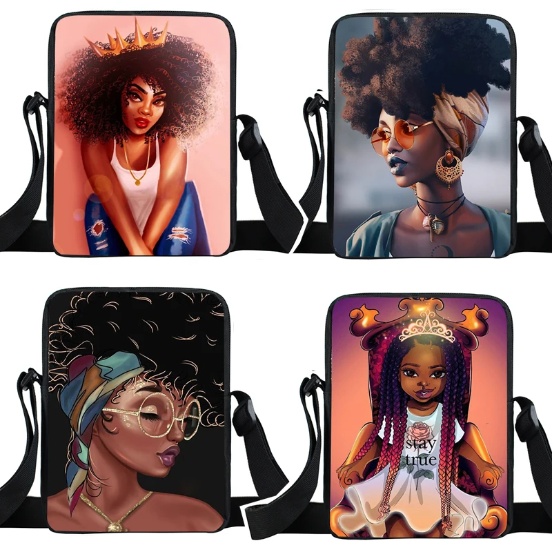 Сумка-мессенджер афро с короной для девочек-подростков маленькая сумочка через