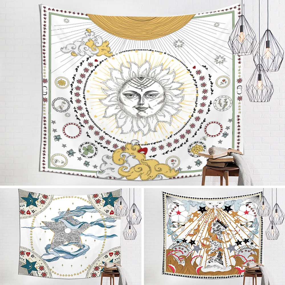 

Sun and Moon Tarot Mandala Tapestry Hippie Boho Tapestry Wall Hanging Macrame Colorful Living Room Home Decoration
