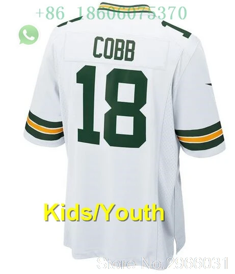 Green Bay Качественные Детские Молодежные 12 Aaron Rodgers Clay Matthews 52 Ha Clinton-Dix21 Jordy Nelson 87 Randall Cobb 18 jersey - Цвет: for kids youth