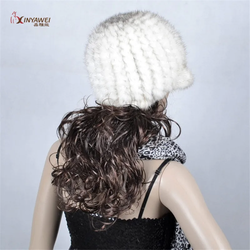 white Модная новая горячая Заводская Прямая Большая шапка норковая меховая шапка женская зимняя теплая меховая шапка многоцветная - Color: white