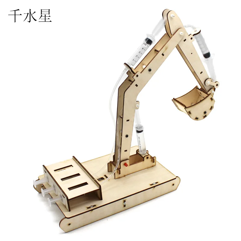 DIY Wooden Hydraulic Excavator Model Children's Toys Wooden Handmade Materials Scientific Experiment Steam Small Production diecast masters caterpillar cat 323f l hydraulic excavator 1 50 scale die cast metal model 85924 new