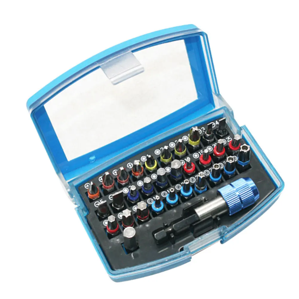

32pcs Hard Easy Install Durable Magnetic Practical Portable Cross Word Screwdriver Head Set Reusable Bit Group Household Metal
