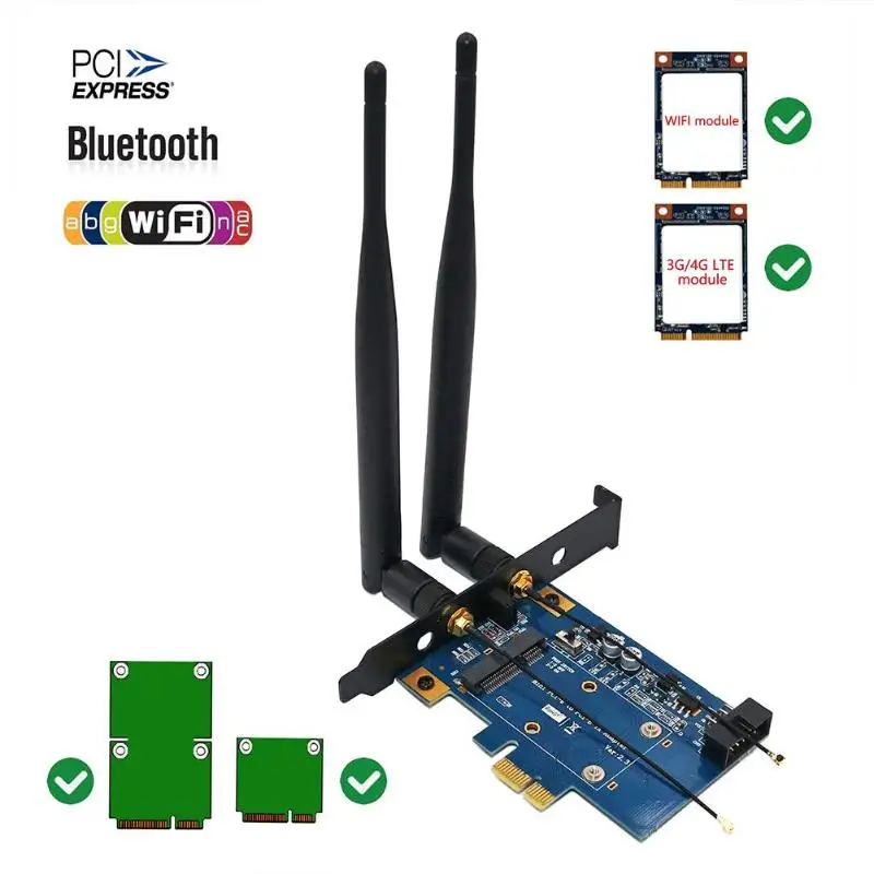 Адаптер PCI-E для Mini PCI Express, мини-карта со слотом для sim-карты для Wi-Fi модуля Plug and Play, удобная и быстрая работа