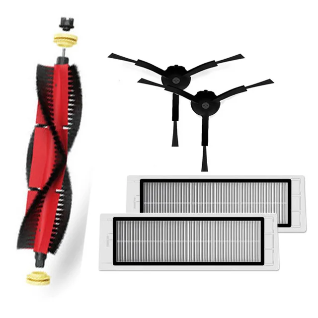 New Detachable 1pcs Main Brush+2pcs Hepa Filter+2pcs Black Side Brush