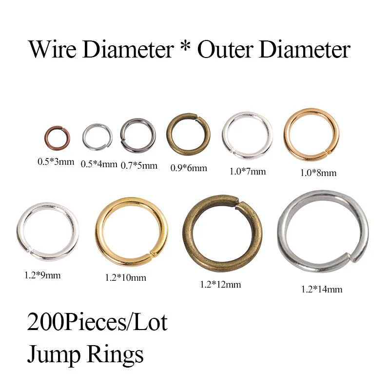 200pcs/lot 3 4 5 6 7 8 10 12mm Jump Rings Split Rings Connectors For Diy Jewelry Finding Making Accessories Wholesale Supplies