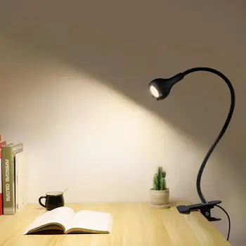 

USB Rechargeable Clip-on Desktop LED Light Computer Reading Lamp with Button