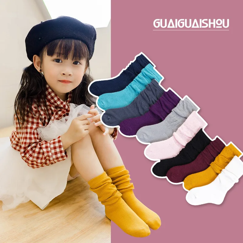 

2018 Spring Autumn Winter New Style CHILDREN'S Socks Lantern Socks Bunching Socks Stockings Girls Solid Color BABY'S Socks
