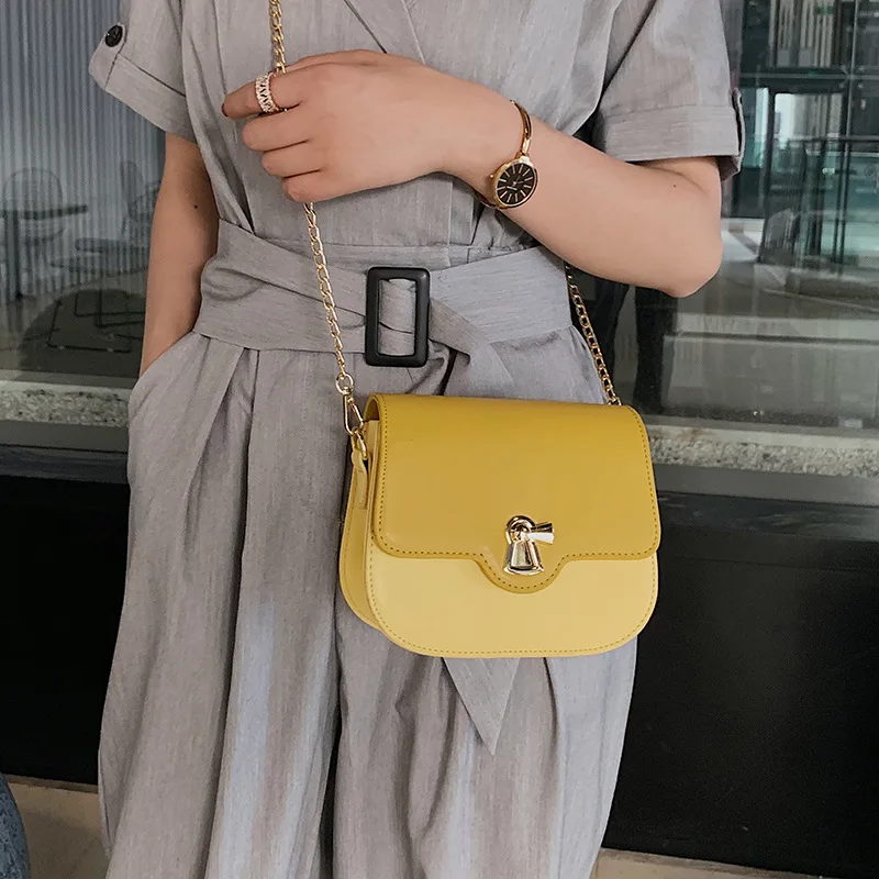 

Summer Contrast Color Chain Small Bag Women's 2019 New Style Korean-style Fashion Versatile Shoulder Fashion Simple Square Sling