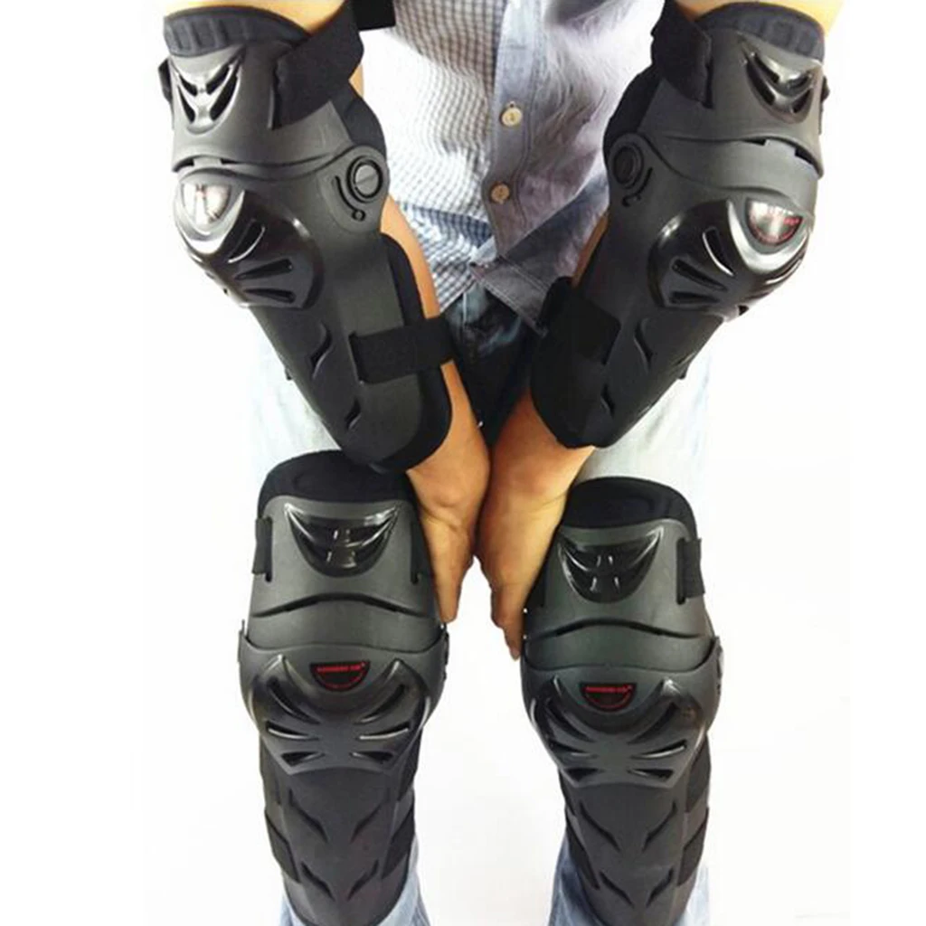 4Pieces Motorcycle Motocross Cycling Elbow and Knee Pads Protector Guard Armors Set Black