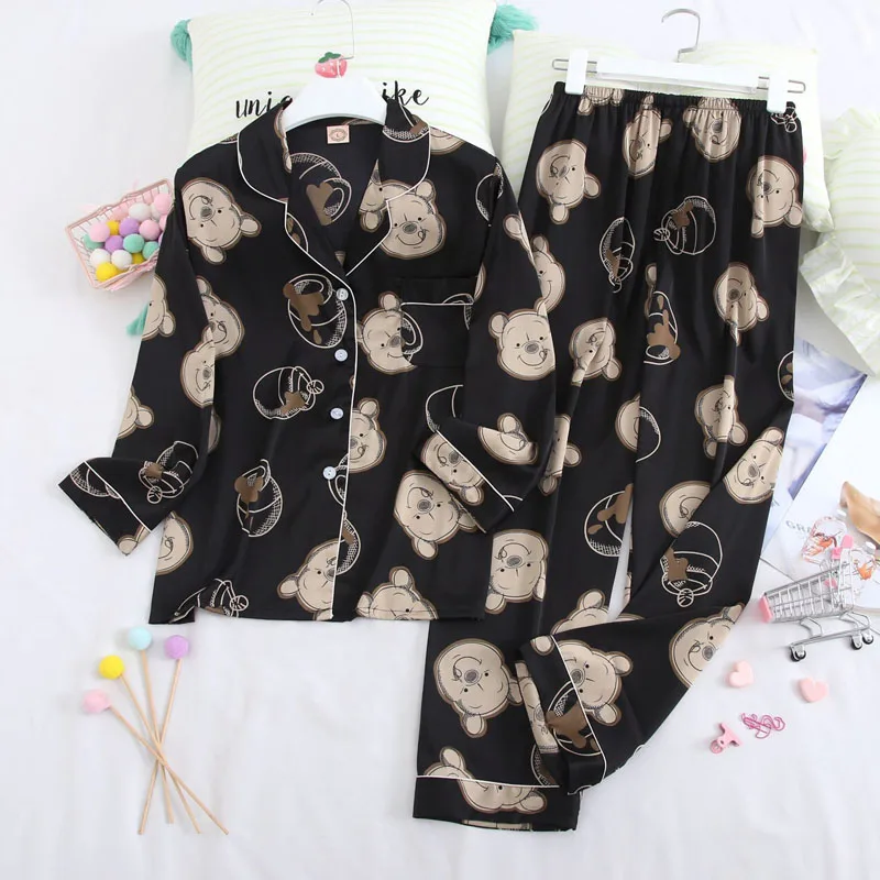 

Spring And Summer Women's Pajamas Long-Sleeved Trousers Comfortable Home Service Two-Piece Suit