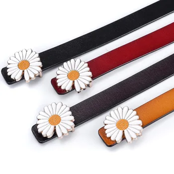 

Leather Belt Women's Genuine Leather Fashion Cowhide Smooth Buckle Slim Straps Casual Versatile Women's Decoration Manufacturers