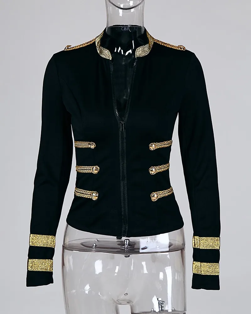 price cut  Autumn 2019 Slim Filt Jacket for Women Contrast Tape Insert Button Detail Coat