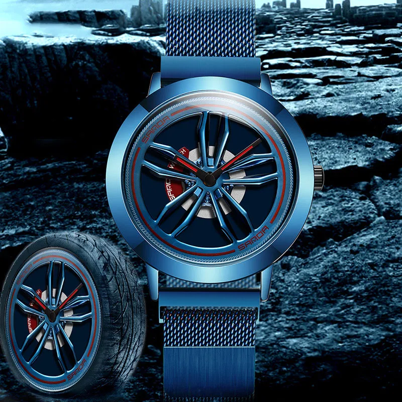 

Fashion casual Running Rotate wheel personality waterproof Mesh belt magnet Quartz watch