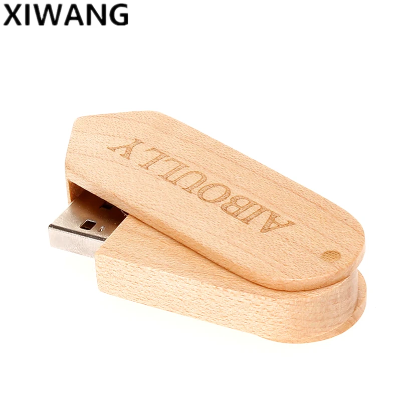 Вращающийся деревянный USB флеш-накопитель, 4 ГБ, 8 ГБ, 16 ГБ, флешка, 32 ГБ, флешка, 64 ГБ, 128 ГБ, модная usb флешка, подарки, бесплатный логотип на заказ