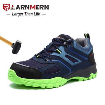 

LARNMERN Mens Steel Toe Safety Work Shoes With Reflective Stripe Outoor Breathable Shoes Anti-puncture/Non-Slip Protective